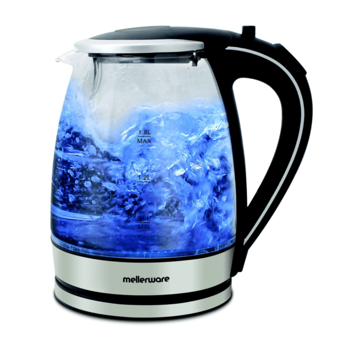 Mellerware Kettle C/Less Glass Silver 1.8L "Azure"