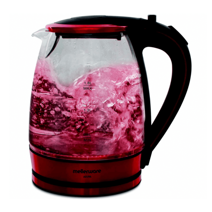 Mellerware Kettle C/Less Glass Red 1.8L "Azure"