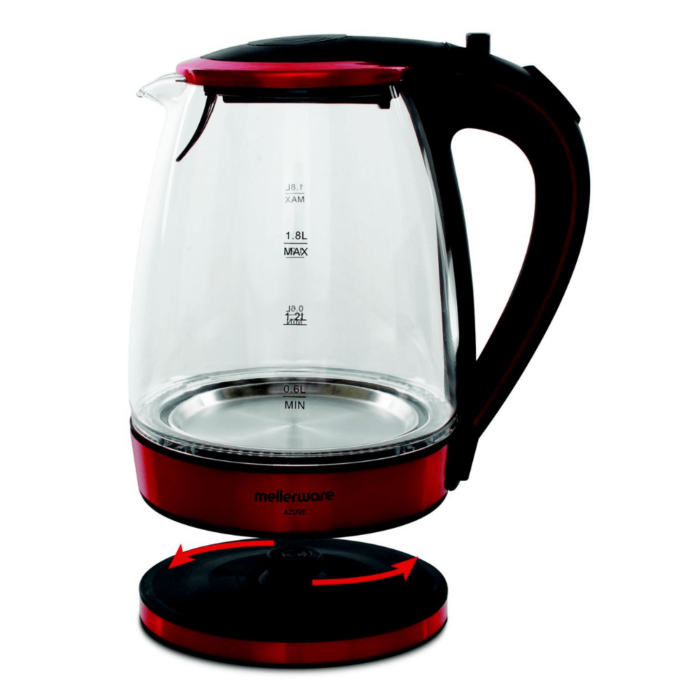 Mellerware Kettle C/Less Glass Red 1.8L "Azure"