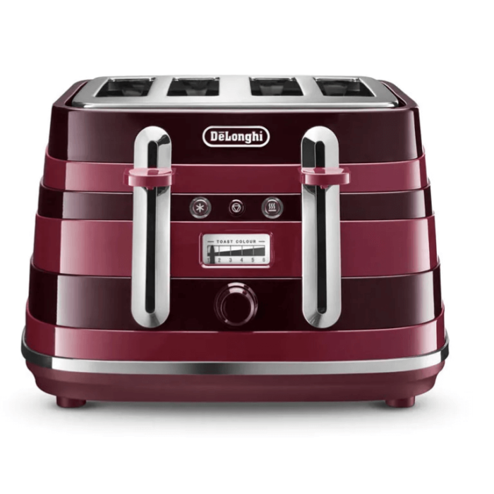 DeLonghi Avvolta Class 4 Slice Toaster - Charming Red