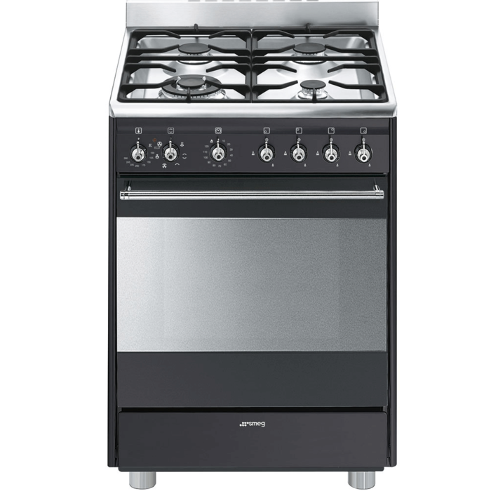 Smeg 60cm Black Gas/Electric Stove - SSA60MA9