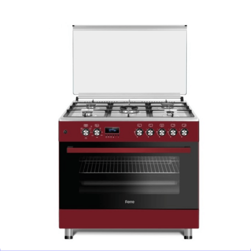 Ferre 90cm 5 Gas Burner | Electric Oven & Grill – Red