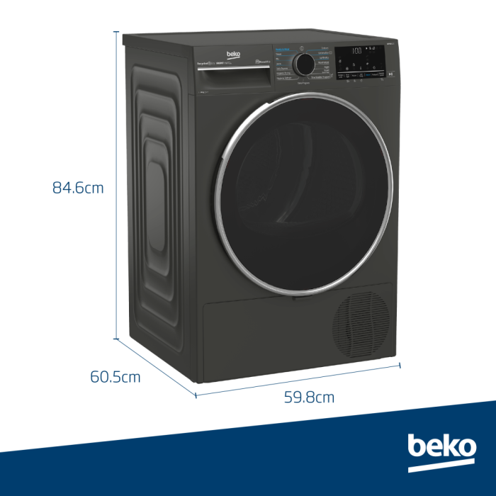 Beko 10KG Black Heat Pump Tumble Dryer - B5T44133W - Image 2