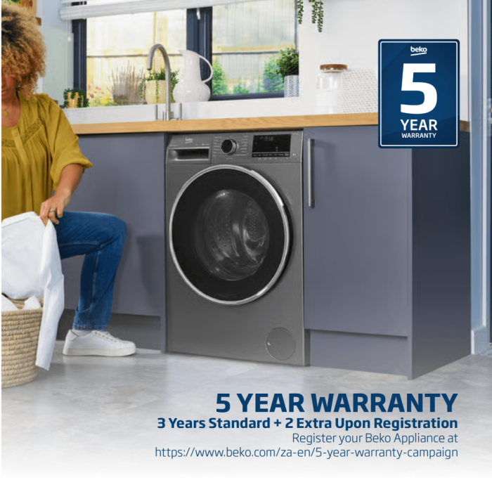 Beko 9kg Grey Front Loader Washing Machine BAW202 - Image 6