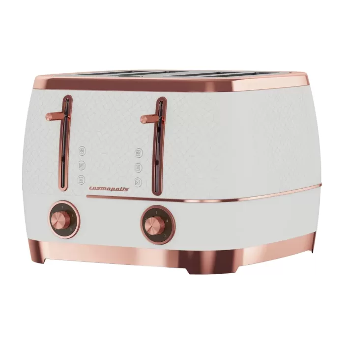 Beko Cosmopolis 4 Slice Toaster White Rose Gold - TAM 8402 W