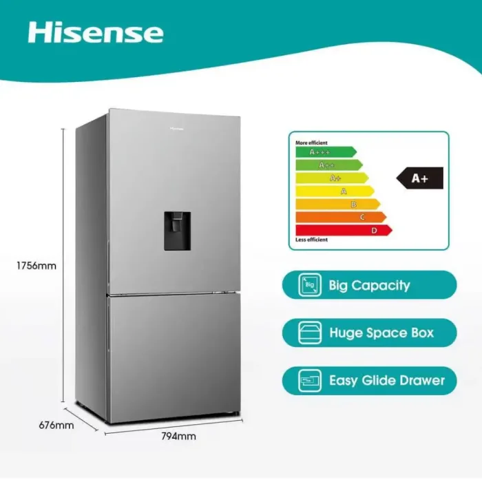 Hisense 458L Brushed Stainless Steel Fridge H610BS-WD - Image 2