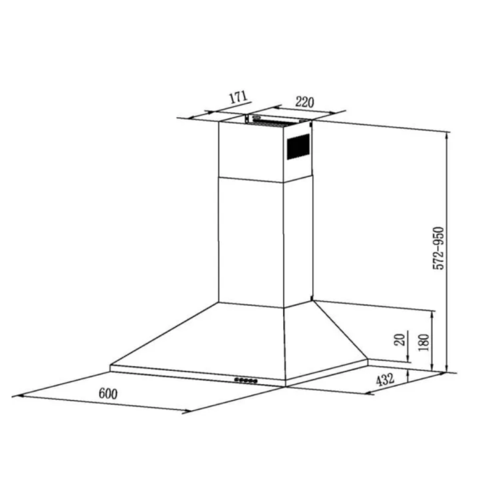 Falco 60cm Pyramid Type Stainless Steel Chimney Extractor FAL-60-210 - Image 3